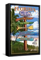 Amelia Island, Florida - Destinations Signpost-Lantern Press-Framed Stretched Canvas