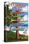 Amelia Island, Florida - Destinations Signpost-Lantern Press-Stretched Canvas