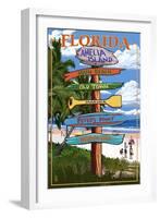 Amelia Island, Florida - Destinations Signpost-Lantern Press-Framed Art Print