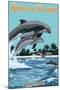 Amelia Island, Florida - Dolphins Jumping-Lantern Press-Mounted Art Print