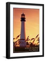 Amelia Island, Florida - Lighthouse and Seagrass-Lantern Press-Framed Art Print