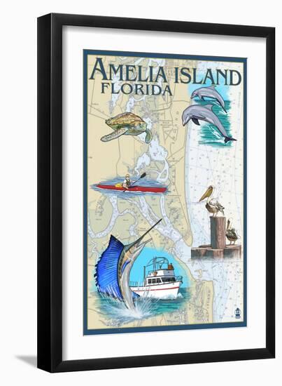 Amelia Island, Florida - Nautical Chart-Lantern Press-Framed Art Print