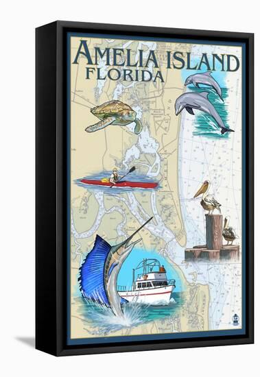 Amelia Island, Florida - Nautical Chart-Lantern Press-Framed Stretched Canvas