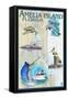 Amelia Island, Florida - Nautical Chart-Lantern Press-Framed Stretched Canvas
