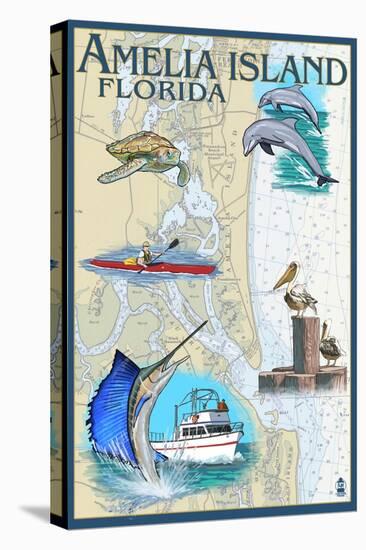 Amelia Island, Florida - Nautical Chart-Lantern Press-Stretched Canvas