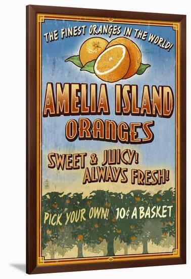 Amelia Island, Florida - Orange Grove - Vinatge Sign-Lantern Press-Framed Art Print