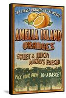 Amelia Island, Florida - Orange Grove - Vinatge Sign-Lantern Press-Framed Stretched Canvas