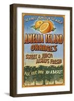 Amelia Island, Florida - Orange Grove - Vinatge Sign-Lantern Press-Framed Art Print