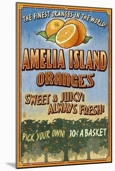 Amelia Island, Florida - Orange Grove - Vinatge Sign-Lantern Press-Mounted Art Print