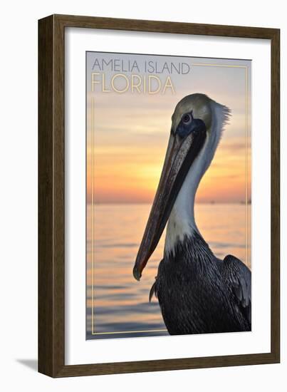 Amelia Island, Florida - Pelican-Lantern Press-Framed Art Print