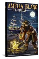 Amelia Island,Florida - Pirate and Treasure-Lantern Press-Stretched Canvas