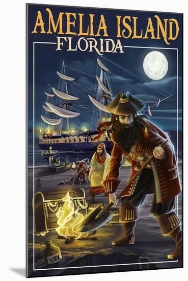 Amelia Island,Florida - Pirate and Treasure-Lantern Press-Mounted Art Print