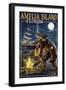 Amelia Island,Florida - Pirate and Treasure-Lantern Press-Framed Art Print