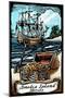 Amelia Island, Florida - Pirate - Scratchboard-Lantern Press-Mounted Art Print