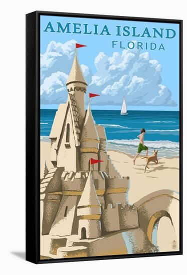 Amelia Island, Florida - Sandcastle-Lantern Press-Framed Stretched Canvas