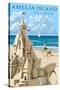 Amelia Island, Florida - Sandcastle-Lantern Press-Stretched Canvas