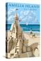 Amelia Island, Florida - Sandcastle-Lantern Press-Stretched Canvas