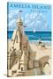 Amelia Island, Florida - Sandcastle-Lantern Press-Stretched Canvas