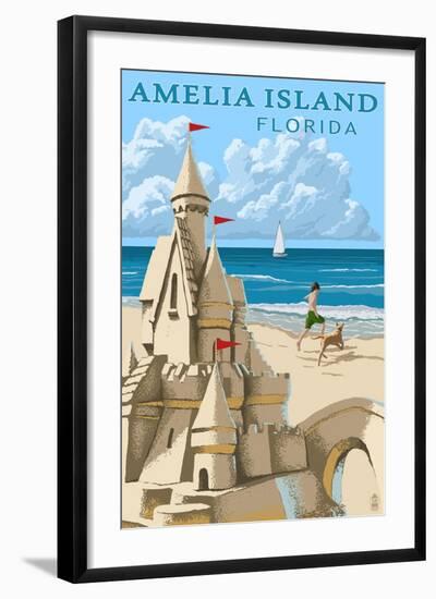 Amelia Island, Florida - Sandcastle-Lantern Press-Framed Art Print