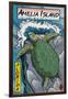 Amelia Island, Florida - Sea Turtle - Woodblock Print-Lantern Press-Framed Art Print