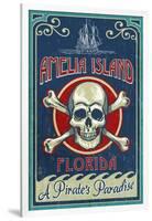 Amelia Island, Florida - Skull and Crossbones-Lantern Press-Framed Art Print