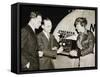 Amelia Mary Earhart With A Radio-null-Framed Stretched Canvas