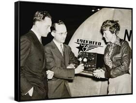 Amelia Mary Earhart With A Radio-null-Framed Stretched Canvas
