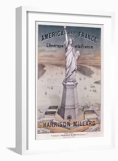 America and France', Music Score for Song About the Statue of Liberty by Harrison Millard (1830-95)-null-Framed Giclee Print