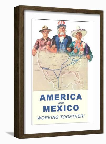 America and Mexico Work Together-null-Framed Art Print