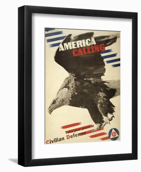 America Calling, Take Your Place in Civilian Defense, c.1941-Herbert Matter-Framed Art Print