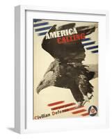 America Calling, Take Your Place in Civilian Defense, c.1941-Herbert Matter-Framed Art Print