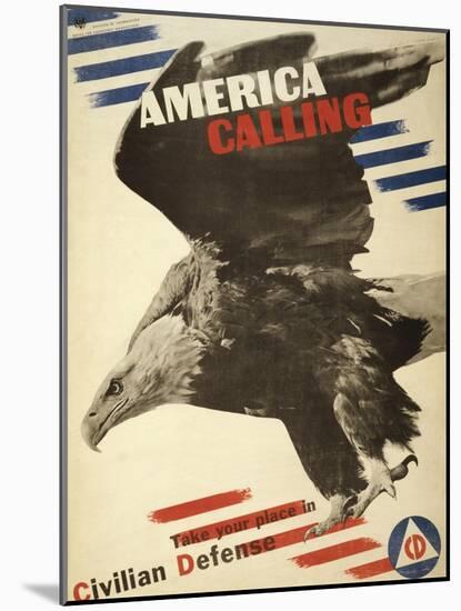 America Calling, Take Your Place in Civilian Defense, c.1941-Herbert Matter-Mounted Art Print