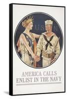 "America Calls, Enlist in the Navy" Poster, 1917-Joseph Christian Leyendecker-Framed Stretched Canvas