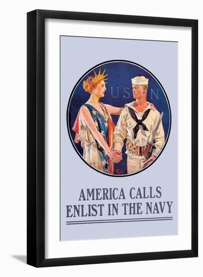 America Calls, Enlist in the Navy-null-Framed Art Print