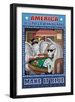 America Dserves a Winning Hand, Make It Blue-Richard Kelly-Framed Art Print