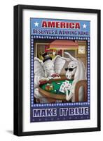 America Dserves a Winning Hand, Make It Blue-Richard Kelly-Framed Art Print