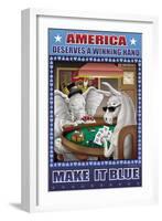 America Dserves a Winning Hand, Make It Blue-Richard Kelly-Framed Art Print