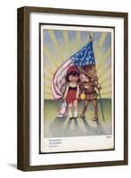 America Joins the War and Sympathises with Marianne-null-Framed Art Print