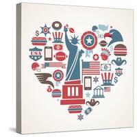 America Love - Heart-Marish-Stretched Canvas