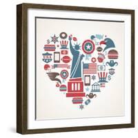 America Love - Heart-Marish-Framed Art Print