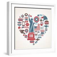 America Love - Heart-Marish-Framed Art Print