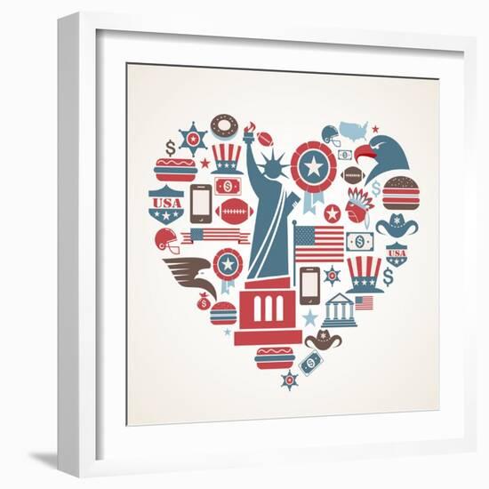 America Love - Heart-Marish-Framed Art Print