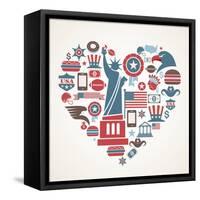 America Love - Heart-Marish-Framed Stretched Canvas
