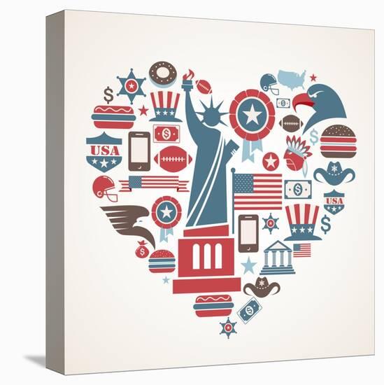 America Love - Heart-Marish-Stretched Canvas