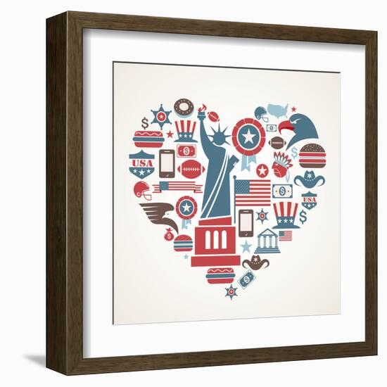 America Love - Heart-Marish-Framed Art Print