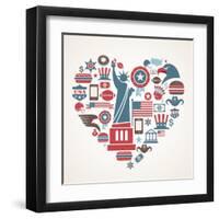 America Love - Heart-Marish-Framed Art Print