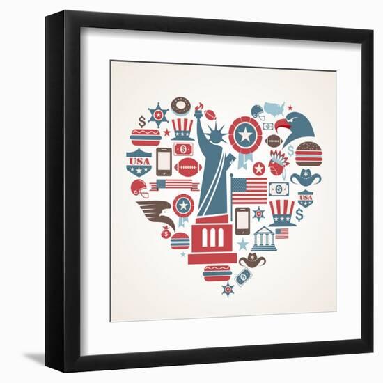 America Love - Heart-Marish-Framed Art Print