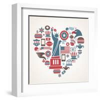 America Love - Heart-Marish-Framed Art Print