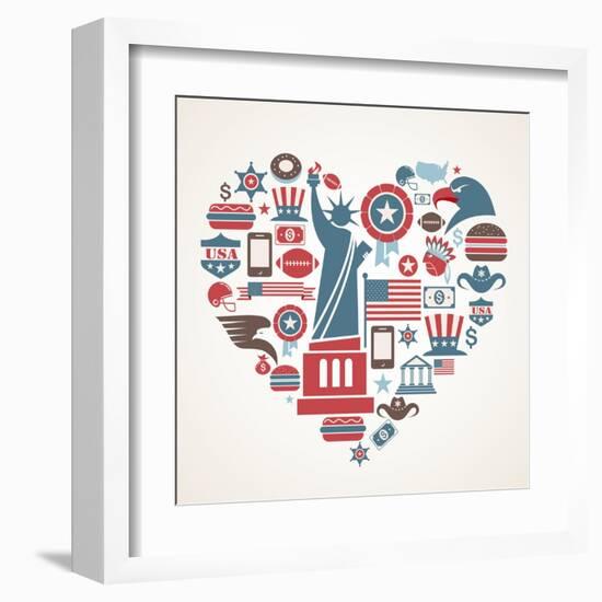 America Love - Heart-Marish-Framed Art Print