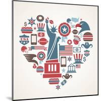 America Love - Heart-Marish-Mounted Art Print